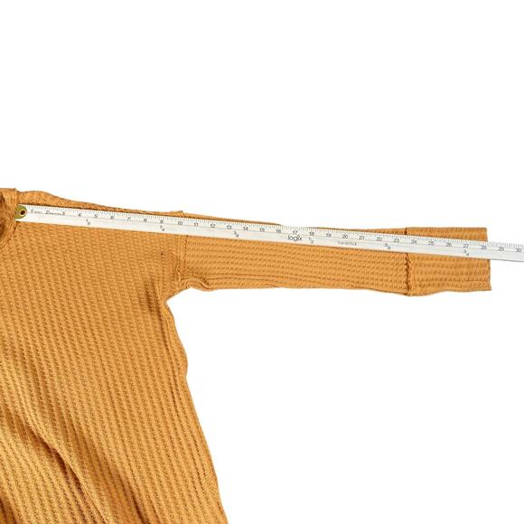 Free People Top Womens Small Yellow Juicy Long Sleeve Cowl Neck Waffle Knit - Picture 11 of 12